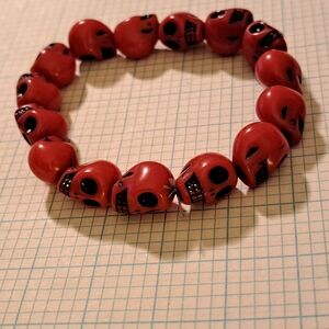 Bold Red Skull Bead Bracelet
